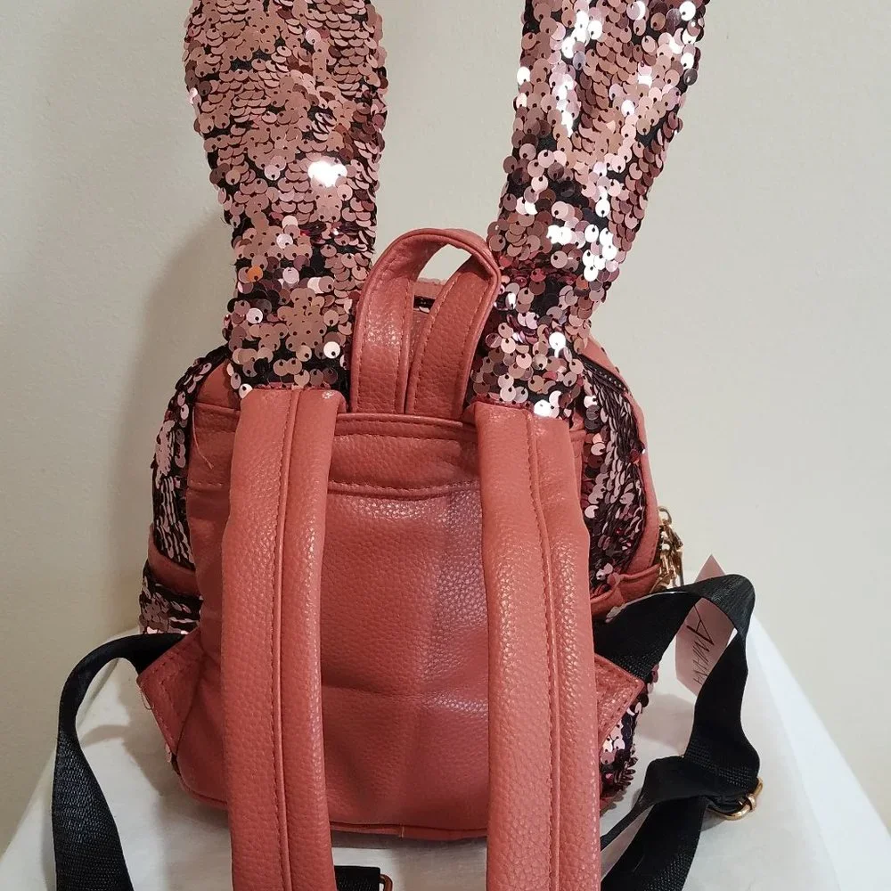 NEW* Girls Amiana Pink Sequin Bunny‎ Ears Backpack